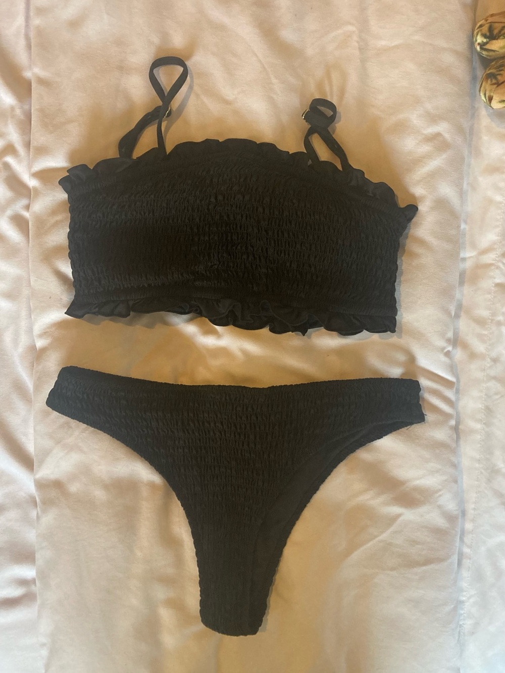 Black Smocked Bandeau Bikini Set - Women Intimates & Sleepwear
